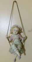 Antique Bisque Swinger-Young Girl Sitting on Swing Legs Crossed Arms Up RARE - £118.63 GBP