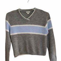 In Charge Grey Crossover V Neck Color Block Stripe Sweater - £21.98 GBP