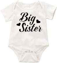 VRW Big Sister Unisex Creeper Romper Birthday Baby Reveal Baby Shower (Grey, 6M) - £11.89 GBP