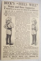 1896 Buck&#39;s Waist and Hose Supporter Ad, Geo. N. Buck Mfg. Co., Mattoon,... - £6.28 GBP