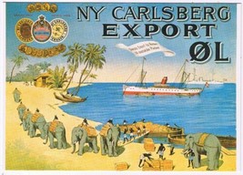 Postcard NY Carlsberg Export Ol Elephants Loading Boats Good Old Days - £3.69 GBP