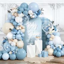 Blue Balloons Arch Kit Baby Blue White Birthday Party Decor - $29.99