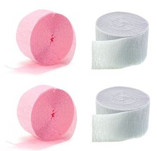 Pink And White Crepe Paper Streamers 4 Rolls 70.5 ft Each Roll For Event... - $7.86