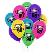90&#39;s Party Supplies - Set of &quot;I Love the 90&#39;s&quot; 12 Inch Latex Balloons in Bright  - £7.90 GBP
