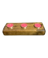 USA Handmade Wooden 3 Tea Light Candle Holder Rustic Cabin Decor Jacobea... - $20.00