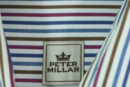 PETER MILLAR MENS MULTI COLOR STRIPED LONG SLEEVE BUTTON DOWN COLLARED S... - £24.52 GBP