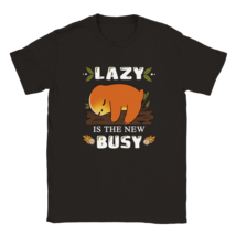 Funny T shirt cartoon Lazy is the new busy tee shirt comic hilarious sloth - £19.44 GBP+