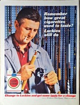 Lucky Strike Cigarettes Fisherman Angler Rod Reel Tackle-1962 Vintage Pr... - $12.13