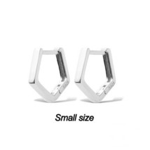 Simple Geometry Stud Earrings For Women OL Mini Zircon Silver Color Allergy Free - £9.77 GBP