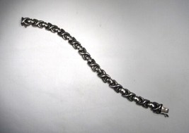 Italy 925 Sterling Silver Heart &amp; X Link Bracelet 7 Inches C3699 - £38.76 GBP
