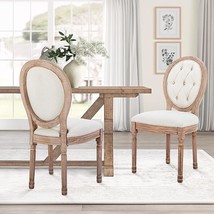 French Bedroom Side Chairs With Round Backs, Wood Legs Finish, Elegant, 2 Pcs. - £92.78 GBP