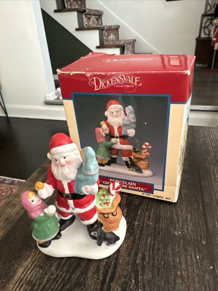 1991 Lemax Dickensvale Christmas Village Porcelain Gift From Santa Figur... - $5.52