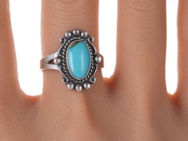 sz8 c1940&#39;s Bell Trading Post Native American sterling and turquoise ring - £58.66 GBP