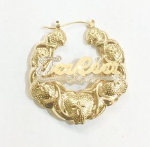 Personalized 14k Gold Overlay Name hoop Earrings xoxo Earrings 1 3/4 inc... - £23.56 GBP