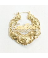 Personalized 14k Gold Overlay Name hoop Earrings xoxo Earrings 1 3/4 inc... - $41.10 CAD