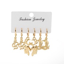 Fashion Lock Key Dangle Earrings Set for Women Trendy Moon Star Gold Coin Statem - £7.75 GBP