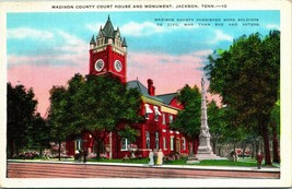 Vtg Postcard Madison County Court House &amp; Monument Jackson TN Tennessee UNP Q12 - $6.88