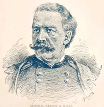 1891 General Nelson Miles Blue Plate Print Victorian Indian War History F6G - $29.99