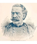 1891 General Nelson Miles Blue Plate Print Victorian Indian War History F6G - $570.99 MXN