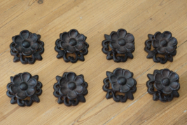 8 Ornate Drawer Knobs Pulls Handles Rustic Cast Iron Kitchen Cabinet Flower - £22.29 GBP
