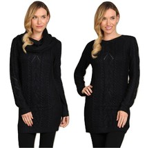 M. Rena Cable Knit Tunic Sweater W/ Detachable Cowl Neck - $20.00