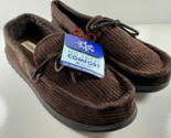 Dearfoams Cozy Comfort Mens Dark Brown Corduroy Slippers Medium Size 9-10 - £21.82 GBP