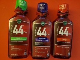 3 Pack Vicks Formula 44 Cough,Cough &amp; Chest Congestion,Nighttime Cough - £62.55 GBP