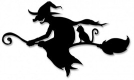 Witch and Cat on Broomstick Silhouette (Large) Metal Sign - £39.92 GBP