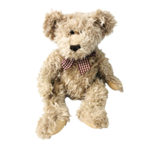 Russ Berrie Russplus Bear Stuffed Plush 16&quot; Light Brown Bow Vintage - £21.71 GBP