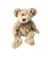 Russ Berrie Russplus Bear Stuffed Plush 16&quot; Light Brown Bow Vintage - $28.07