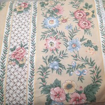 Vintage Martha Stewart At Home twin flat sheet cream tan floral flowers ... - $20.00
