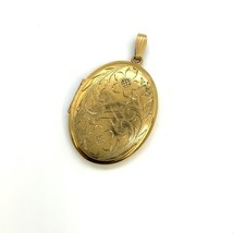 Vintage Signed 12k Gold Filled Winard Floral Etch Photo Locket Fob Charm Pendant - £59.35 GBP