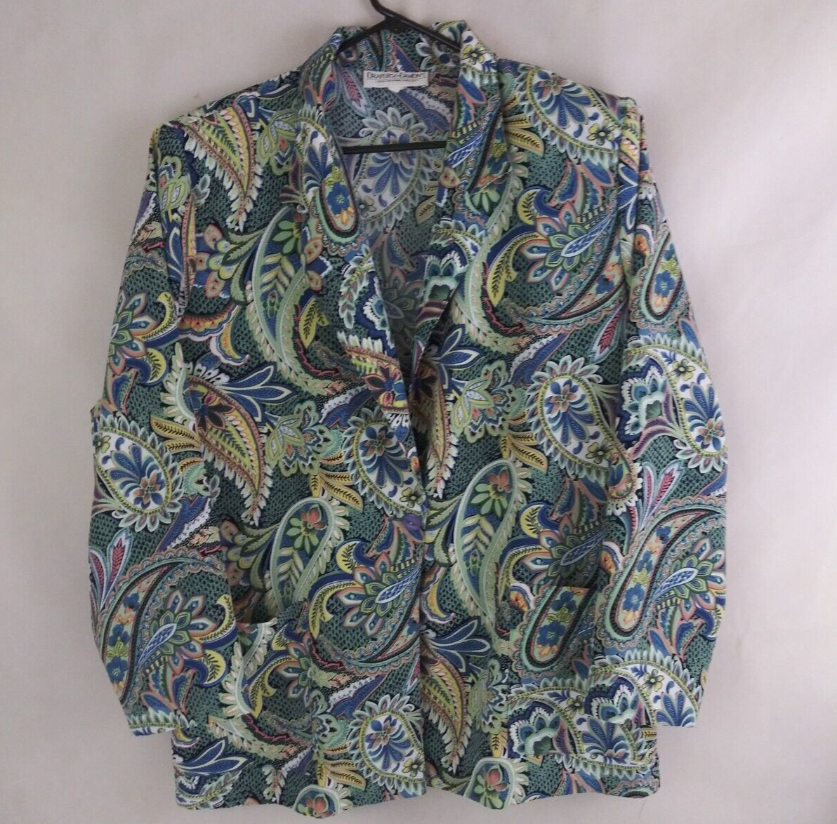 Primary image for Vintage Draper's & Damon's Women's Colorful Floral Paisley Blazer Jacket Large
