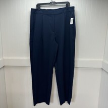 Old Navy Pants XL Wide Leg Trouser Navy Blue Full Length Pleated Stretch NEW - £19.66 GBP