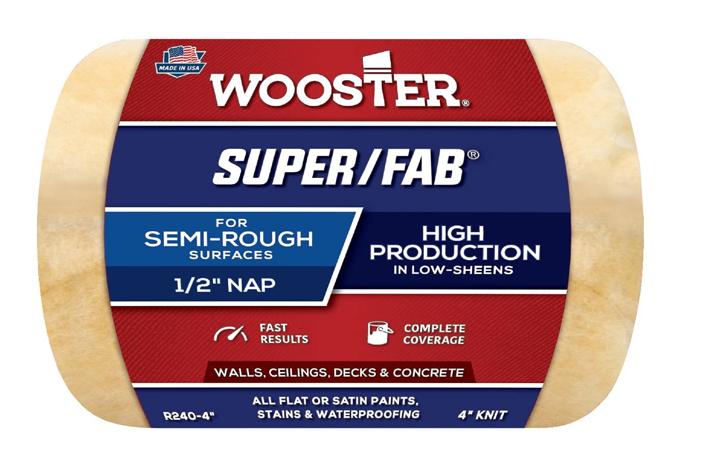 Wooster Brush R240-18 Super/Fab Roller Cover, 1/2-Inch Nap, 18-Inch - $22.24