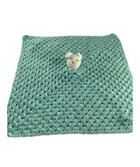 Handmade Crocheted Lovey Security Blanket Bunny Green White Baby Plush Toy - $28.71