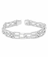 1 KT Rotondo Piccolo Vero Moissanite Link Uomo Bracciale 14K Oro Bianco ... - €743,49 EUR