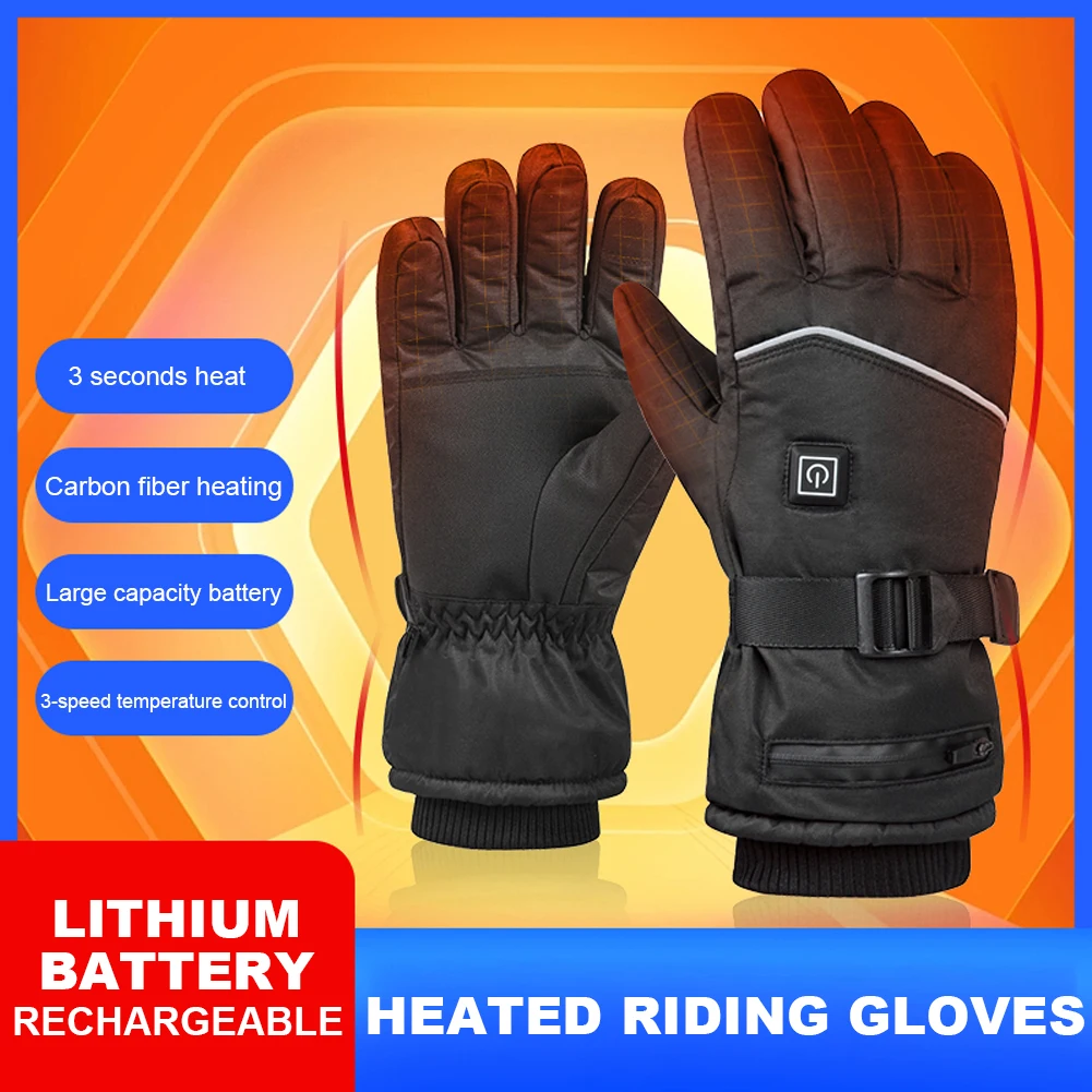 Motorcycle Heated Gloves Winter Motocross Waterproof Thermal Gloves Battery - £19.07 GBP+