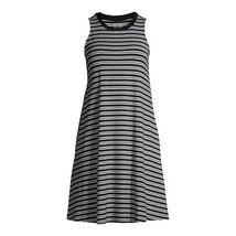 Time and Tru Sleeveless Striped Knit Lounge Pockets Dress Black White NW... - $13.58