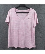 Nike Dri-Fit Shirt Womens XL Pink V-Neck Polyester Pullover Short Sleeve... - £11.76 GBP