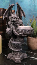 Gothic Wyvern Gargoyle Tea Light Candle Holder Guardian Kneeling Servant... - $17.99