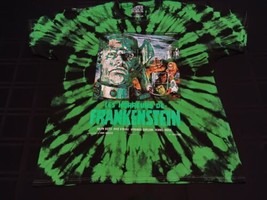 Frankenstein T-shirt Men XL Hammer House of Horror Black Green Tie Dye Crew Neck - £14.78 GBP