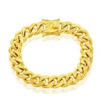 Stainless Steel 14mm Miami Cuban Link Bracelet - Gold Plated - £59.47 GBP