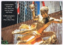 Postcard Rockefeller Center Bloomingdale&#39;s New York Prometheus Statue - $2.77