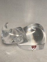 Orrefors 3”H X4.5” Long Crystal Rhinoceros Signed On Bottom Crystal Clear Sweden - £39.52 GBP