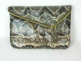 Faux Snakeskin Fold-over Clutch Purse - £16.24 GBP