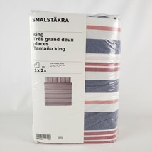 Ikea Smalstakra King Duvet Cover w/2 Pillowcases Bed Set Blue Red Stripe... - $59.94