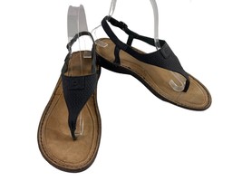 Ugg Australia Womens Shoes Black 10 M Leather Sefina Slingback Toe Thong Sandals - £28.00 GBP