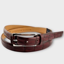 BANANA REPUBLIC maroon leather croc embossed skinny belt w/silver buckle... - £22.31 GBP