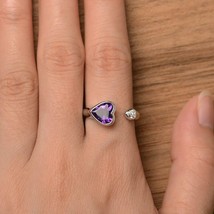 925 Sterling Silver 3.25CT Purple Amethyst Engagement February Birthstone Ring - £93.88 GBP